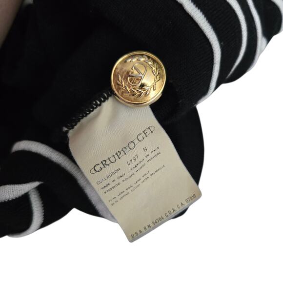 Vintage Valentino Striped Cardigan Gold Logo Buttons Wool Blend Size 46 Large - Picture 6 of 8